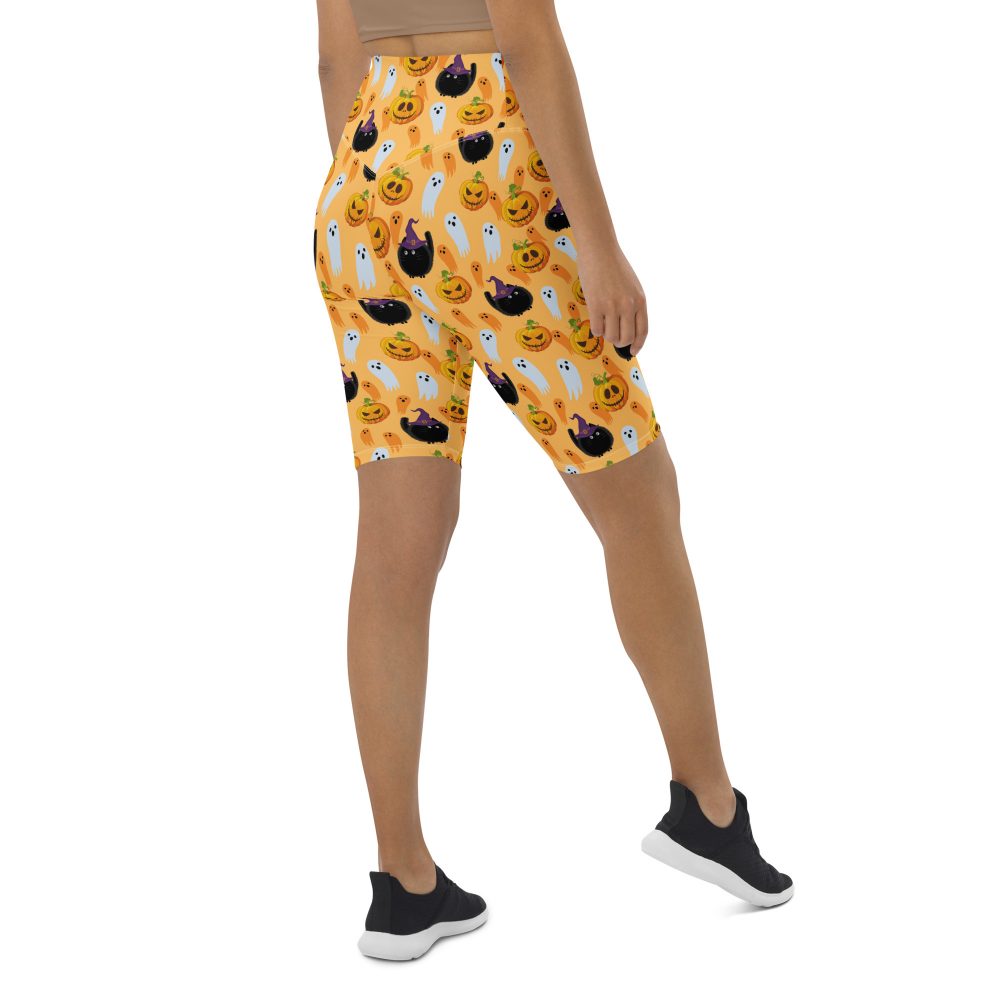 Pumpkin Ghost Cats Halloween Bike Shorts - Image 8