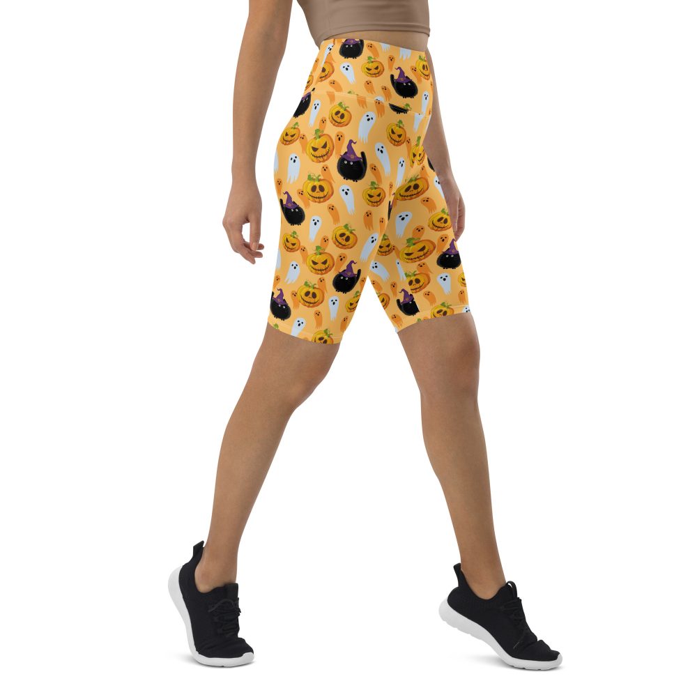 Pumpkin Ghost Cats Halloween Bike Shorts - Image 9