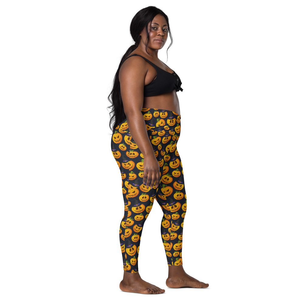 Halloween Pumpkin Crossover leggings with pockets - Image 3