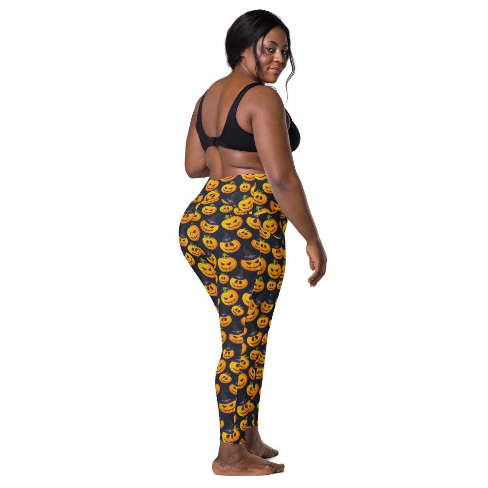 Halloween Pumpkin Crossover leggings with pockets - Image 2