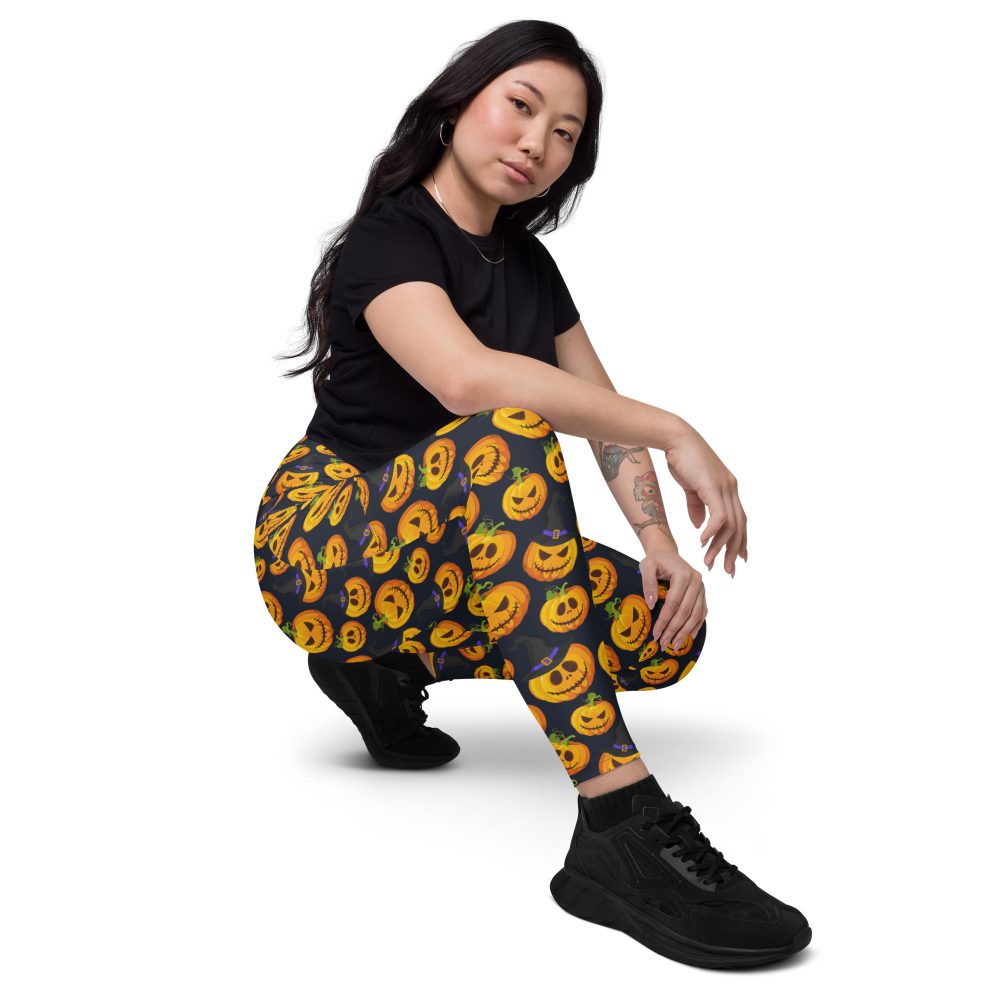 Halloween Pumpkin Crossover leggings with pockets - Image 4