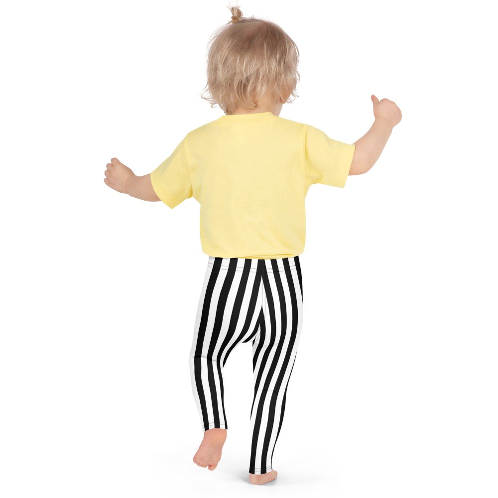 Black and White Stripes Pirate Witch Goth Costume Striped Kid's Leggings - Image 8