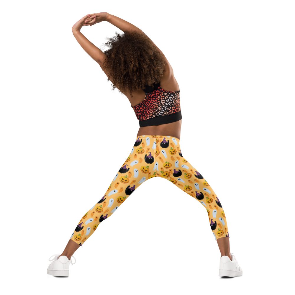 Pumpkin Ghost Cats Halloween Kid's Leggings - Image 6