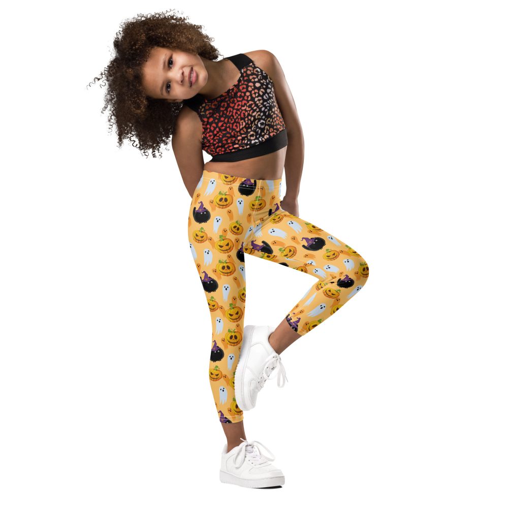 Pumpkin Ghost Cats Halloween Kid's Leggings - Image 4