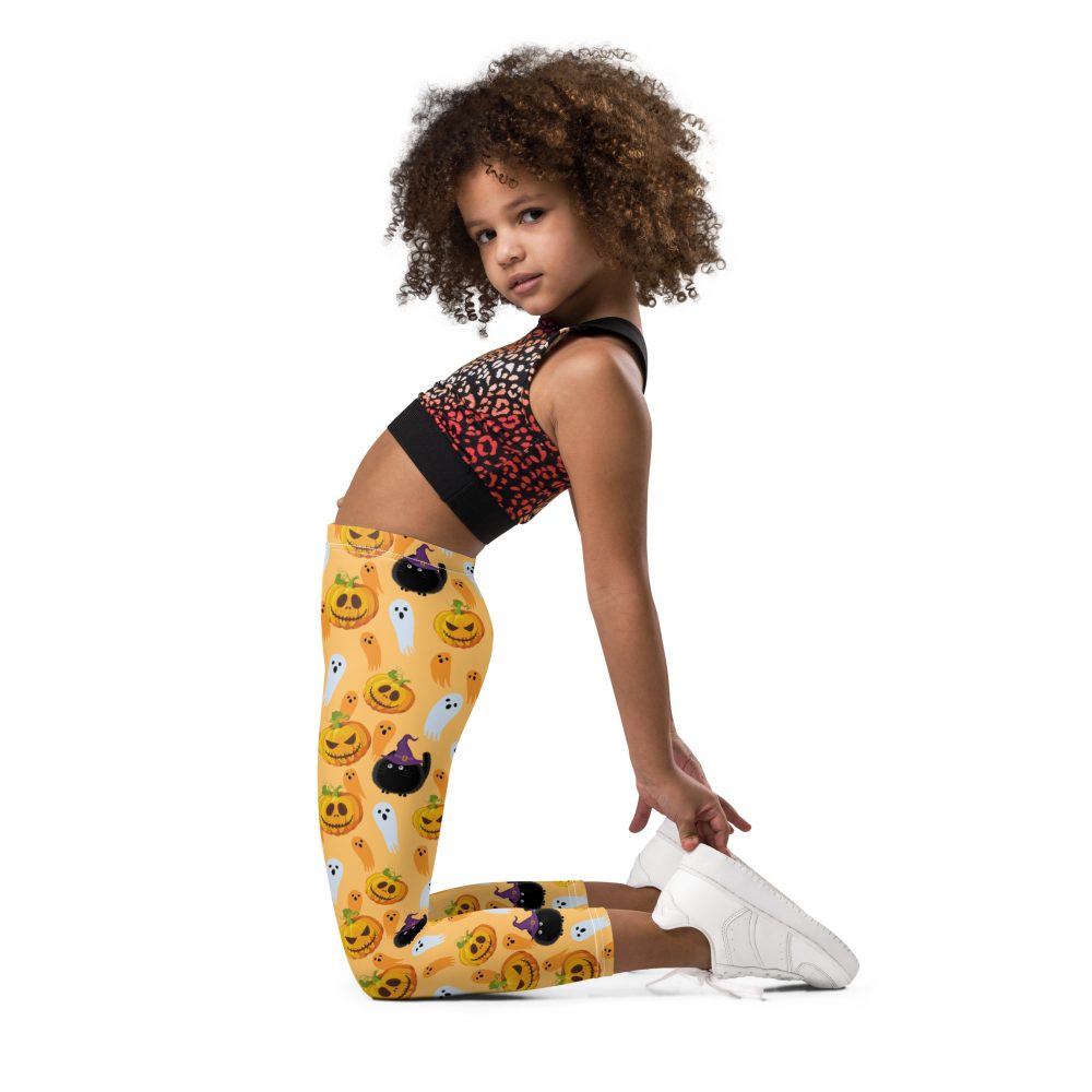 Pumpkin Ghost Cats Halloween Kid's Leggings - Image 5