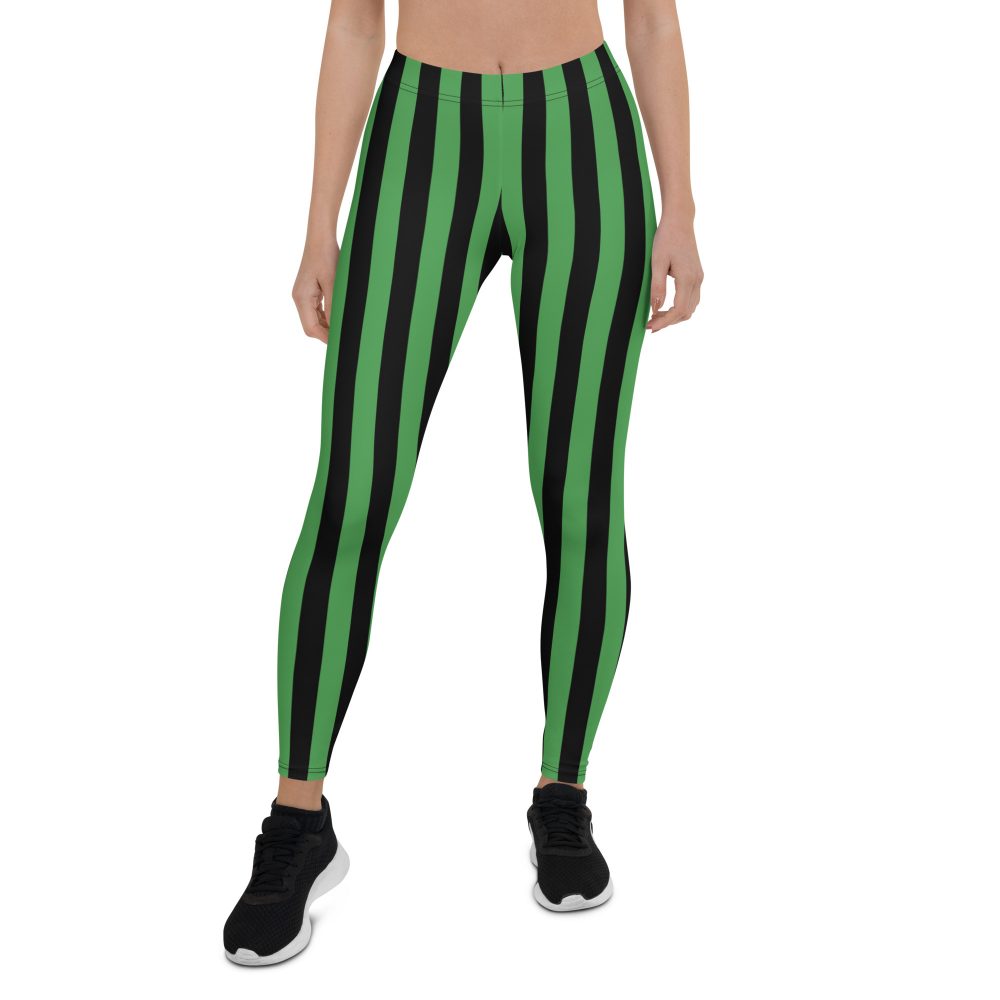 Green and Black Stripes Halloween Witch Pirate Costume Striped Leggings
