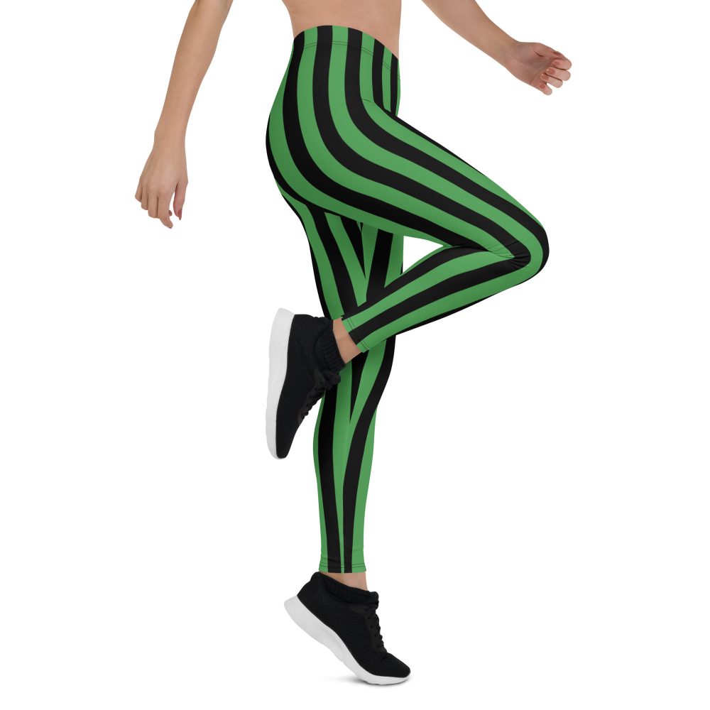 Green and Black Stripes Halloween Witch Pirate Costume Striped Leggings - Image 6
