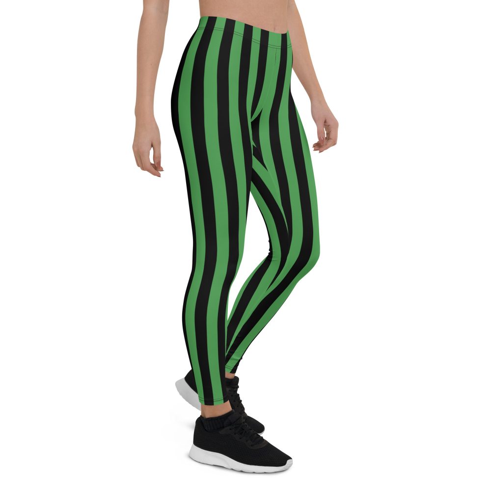 Green and Black Stripes Halloween Witch Pirate Costume Striped Leggings - Image 5