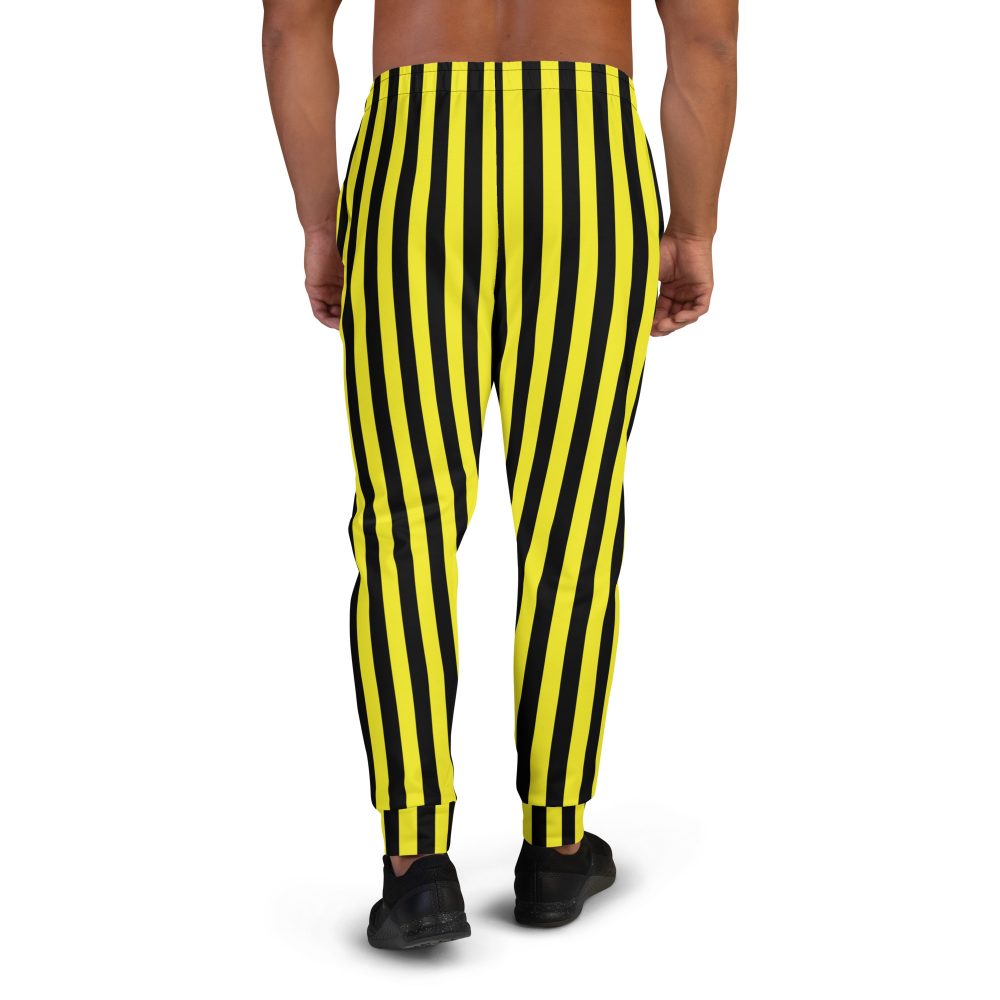 Yellow and Black Vertical Stripes Striped Men's Joggers - Image 6