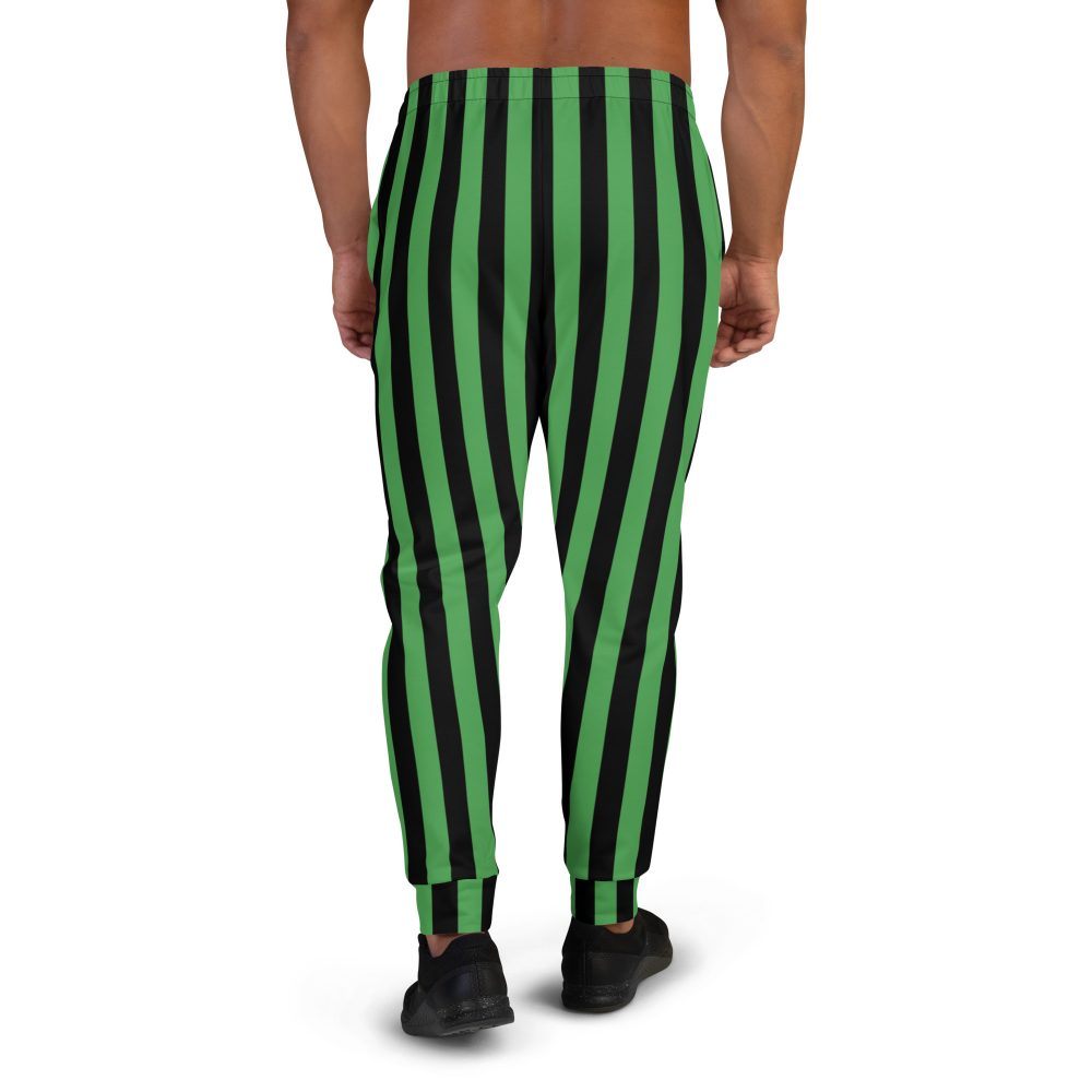 Green and Black Stripes Halloween Witch Pirate Costume Striped Men's Joggers - Image 6