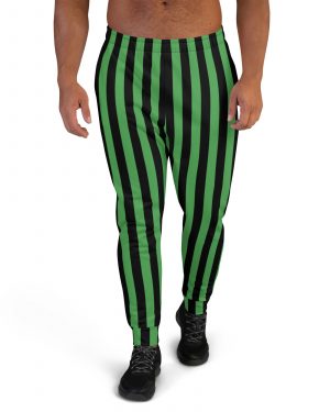 Green and Black Stripes Halloween Witch Pirate Costume Striped Men’s Joggers