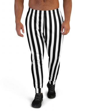 Black and White Striped Stripes Halloween Witch Pirate Costume Men’s Joggers