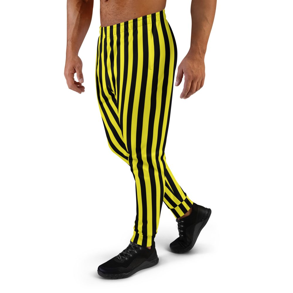 Yellow and Black Vertical Stripes Striped Men's Joggers - Image 5