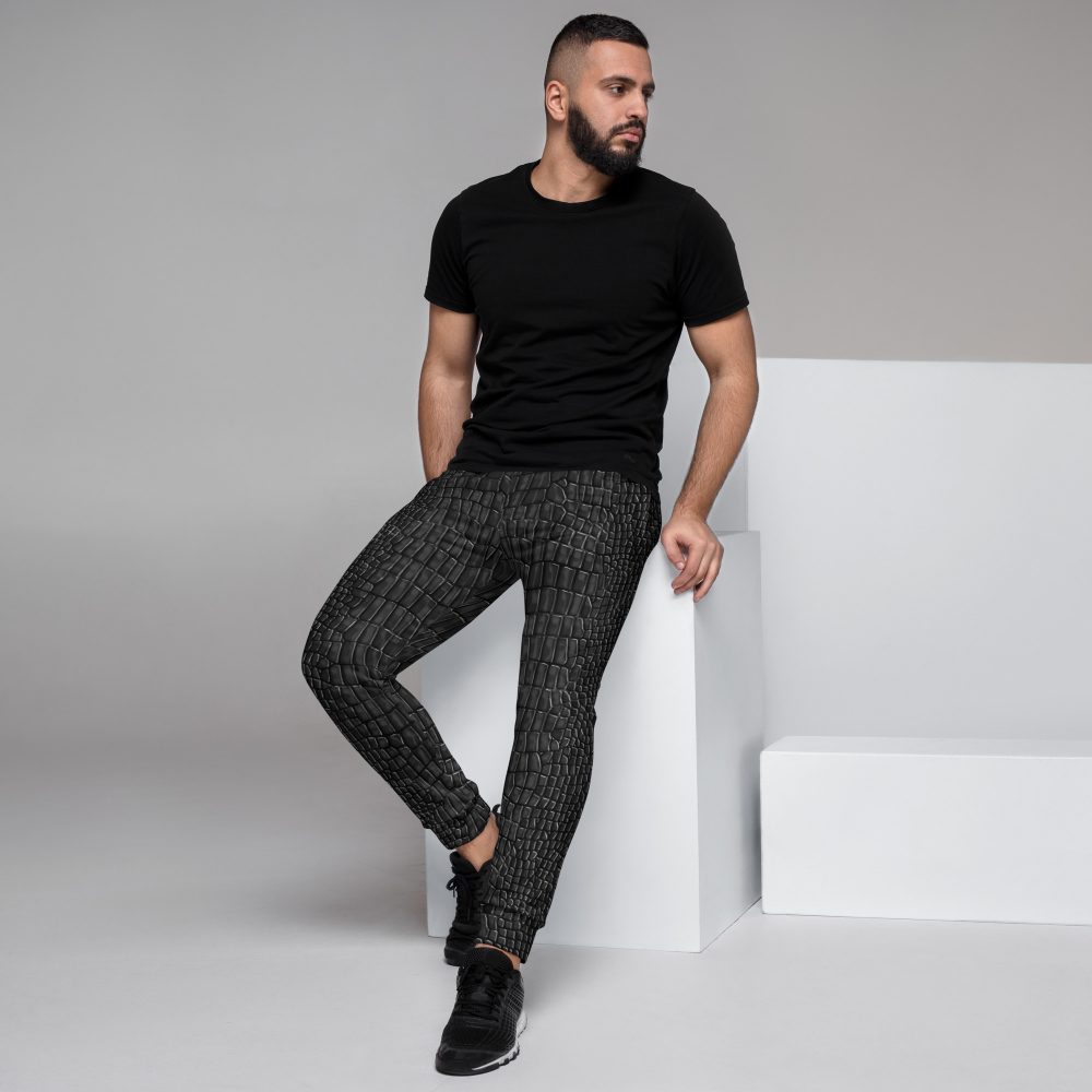 Black Lizard Dragon Scales Reptile Skin Cosplay Halloween Costume Men's Joggers - Image 3