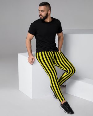 Yellow and Black Vertical Stripes Striped Men’s Joggers