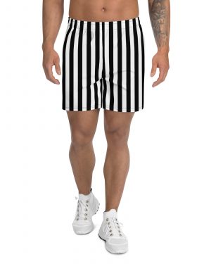 Black and White Striped Stripes Halloween Witch Pirate Costume Men’s Athletic Shorts