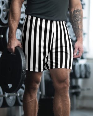 Black and White Striped Stripes Halloween Witch Pirate Costume Men’s Athletic Shorts