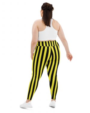 Yellow and Black Stripes Pirate Witch Goth Costume Striped Plus Size Leggings