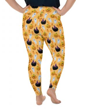 Pumpkin Ghost Cats Halloween Plus Size Leggings