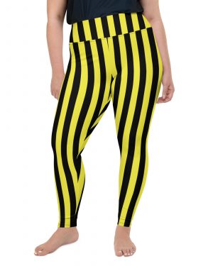 Yellow and Black Stripes Pirate Witch Goth Costume Striped Plus Size Leggings