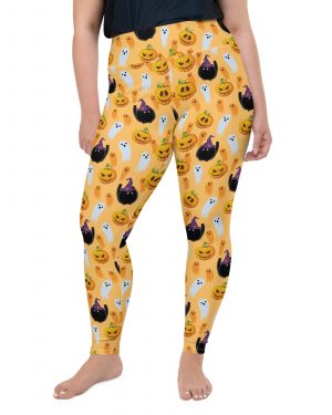 Pumpkin Ghost Cats Halloween Plus Size Leggings