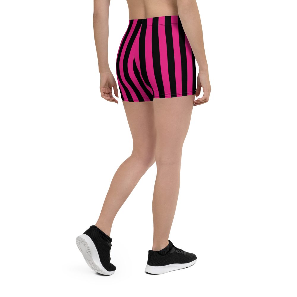 Pink Magenta and Black Stripes Pirate Witch Goth Costume Striped Shorts - Image 2