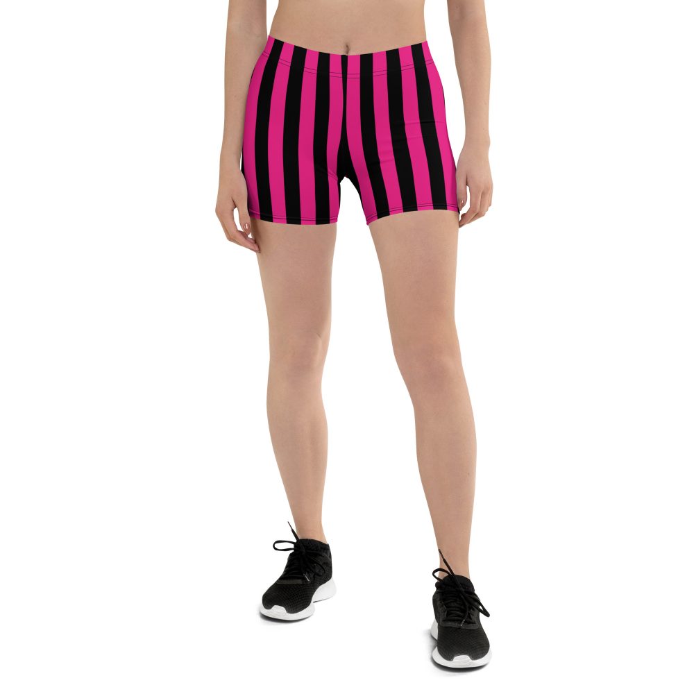 Pink Magenta and Black Stripes Pirate Witch Goth Costume Striped Shorts