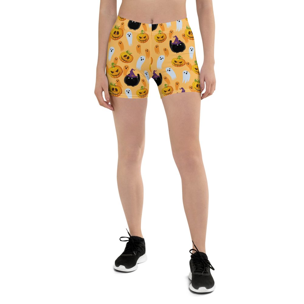 Pumpkin Ghost Cats Halloween Shorts
