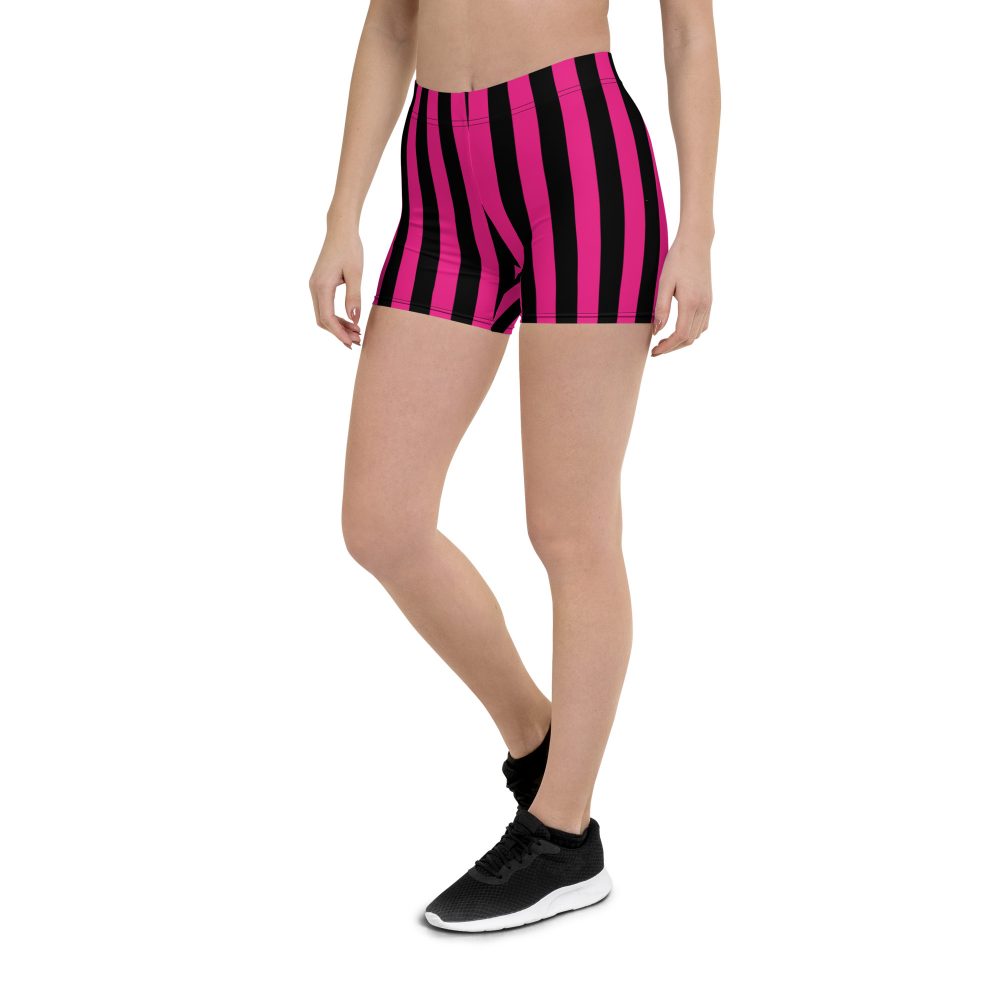 Pink Magenta and Black Stripes Pirate Witch Goth Costume Striped Shorts - Image 5
