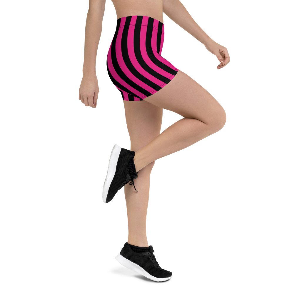 Pink Magenta and Black Stripes Pirate Witch Goth Costume Striped Shorts - Image 3