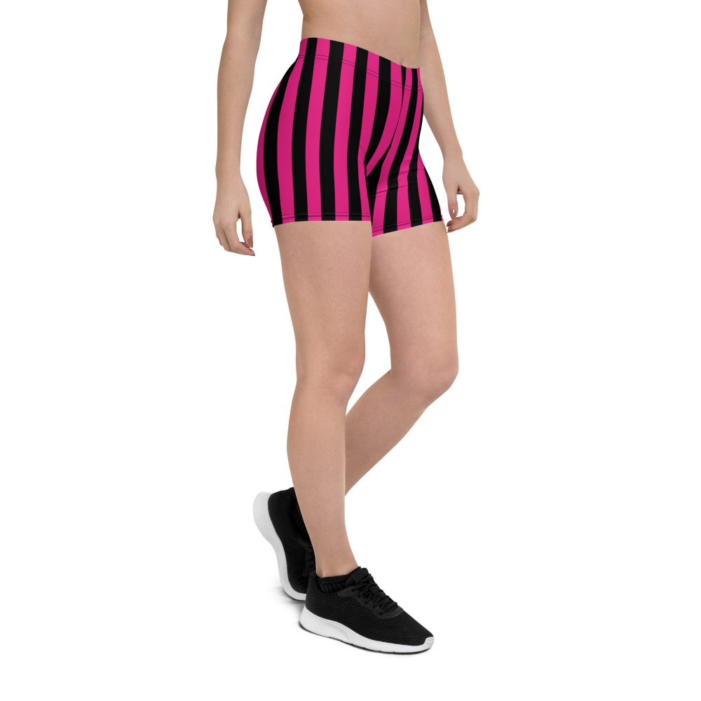 Pink Magenta and Black Stripes Pirate Witch Goth Costume Striped Shorts - Image 6