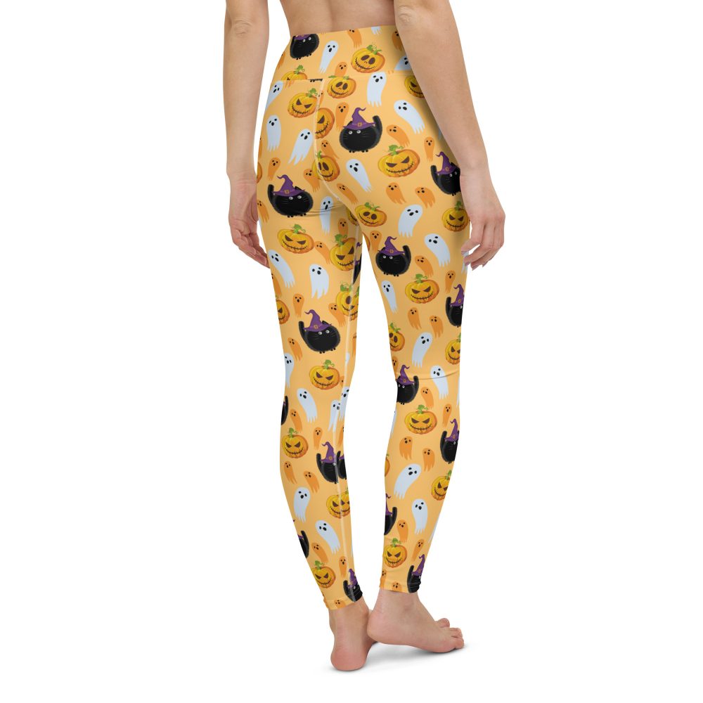 Pumpkin Ghost Cats Halloween Yoga Leggings - Image 9