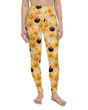 Pumpkin Ghost Cats Halloween Yoga Leggings