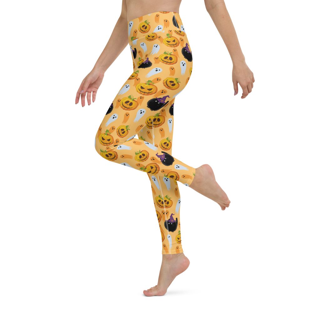 Pumpkin Ghost Cats Halloween Yoga Leggings - Image 5