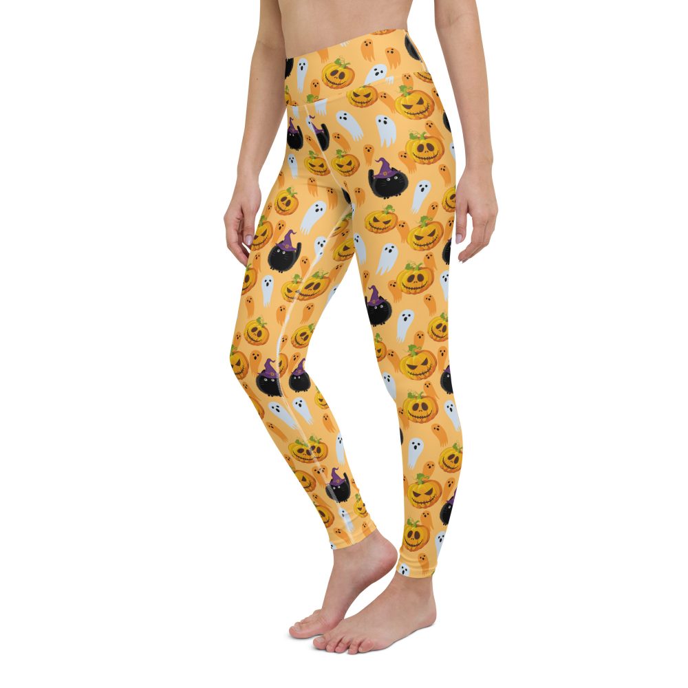 Pumpkin Ghost Cats Halloween Yoga Leggings - Image 6