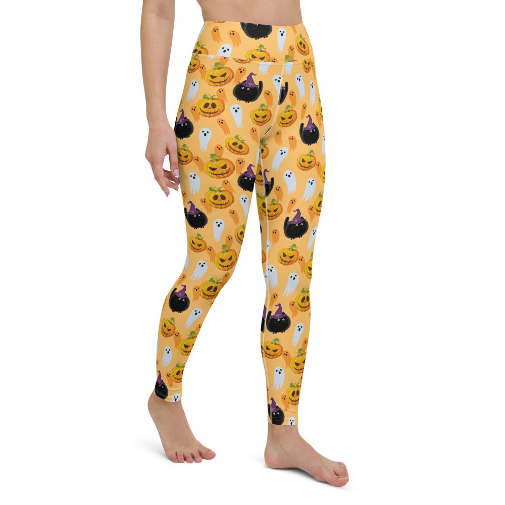 Pumpkin Ghost Cats Halloween Yoga Leggings - Image 8