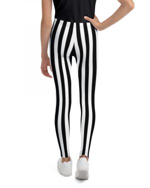 Black and White Stripes Pirate Witch Goth Costume Striped Youth Leggings