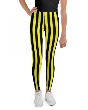 Yellow and Black Stripes Pirate Witch Goth Costume Striped Youth Leggings