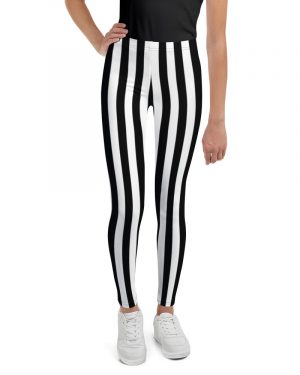 Black and White Stripes Pirate Witch Goth Costume Striped Youth Leggings