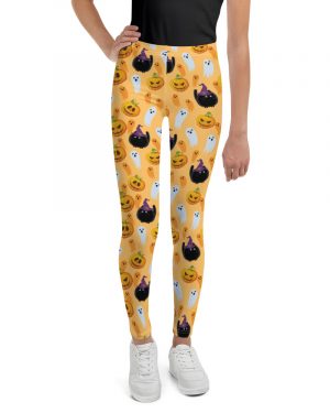 Pumpkin Ghost Cats Halloween Youth Leggings