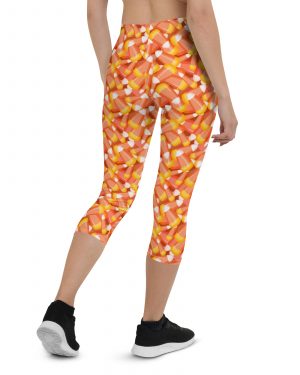 Candy Corn Halloween Trick Or Treat Cosplay Costume Capri Leggings