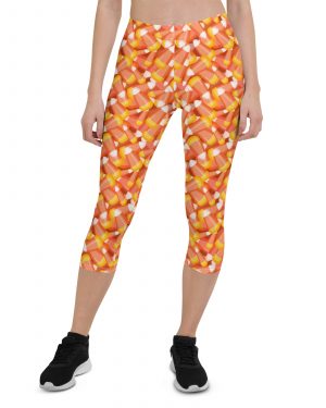 Candy Corn Halloween Trick Or Treat Cosplay Costume Capri Leggings