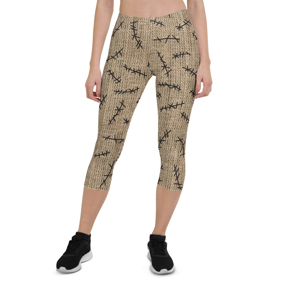 Oogie Boogie Halloween Christmas Costume Burlap Print Capri Leggings