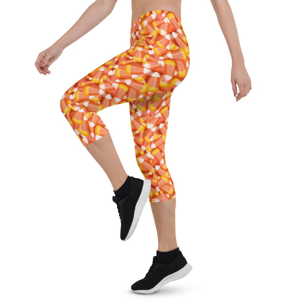 Candy Corn Halloween Trick Or Treat Cosplay Costume Capri Leggings - Image 3