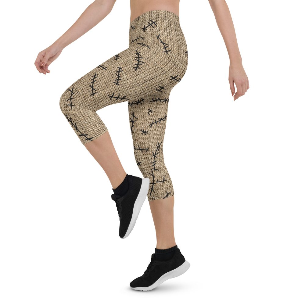 Oogie Boogie Halloween Christmas Costume Burlap Print Capri Leggings - Image 3