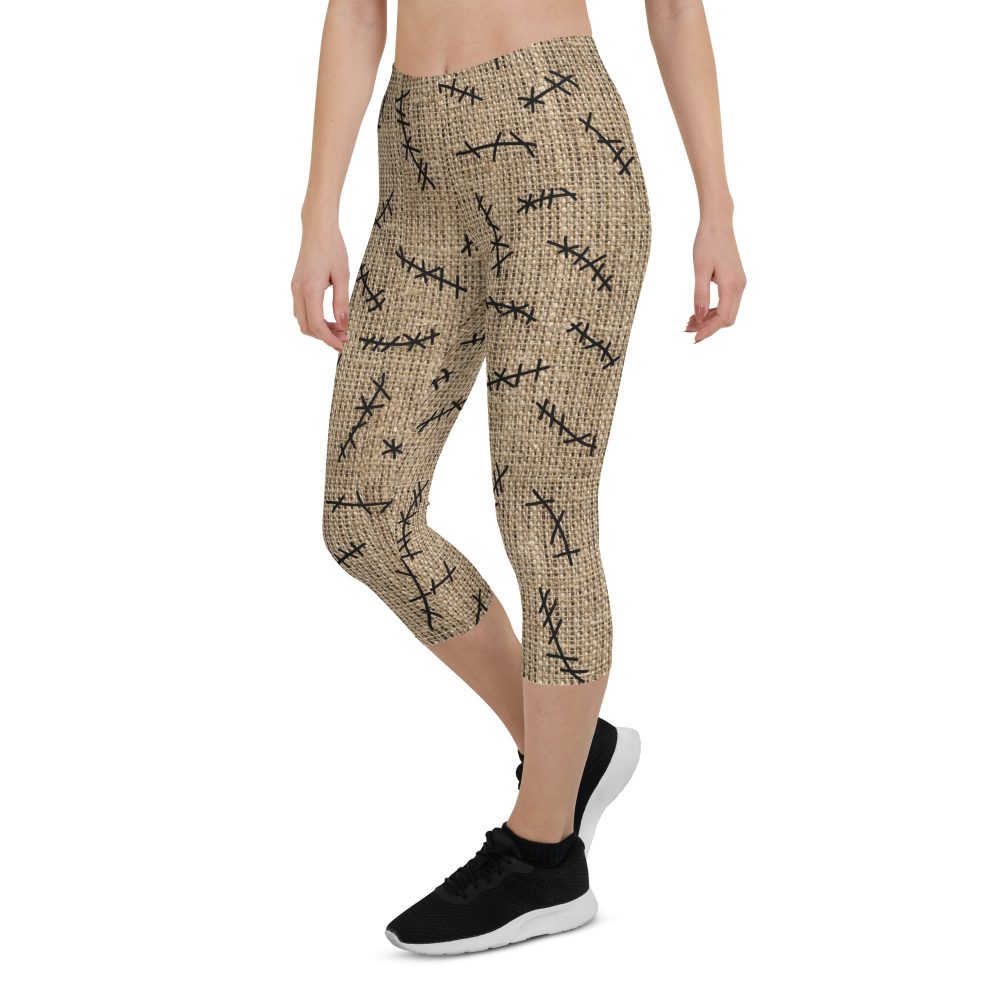 Oogie Boogie Halloween Christmas Costume Burlap Print Capri Leggings - Image 5
