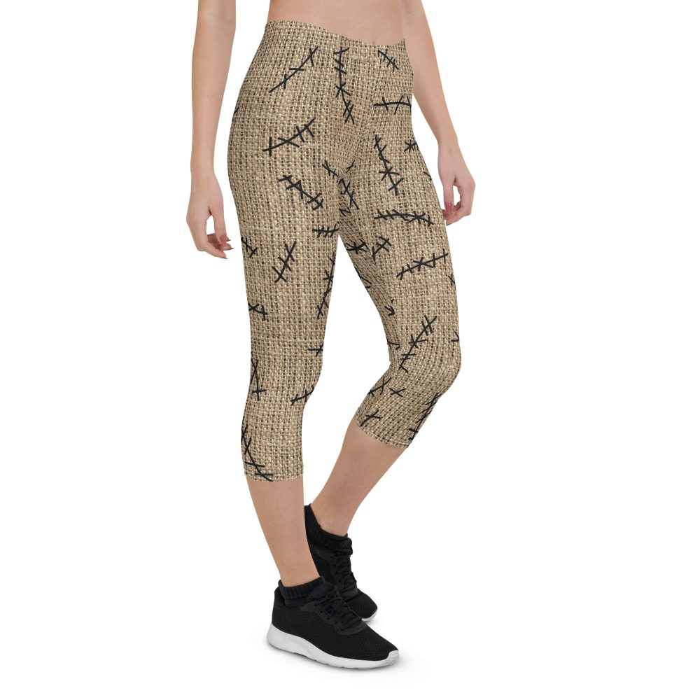 Oogie Boogie Halloween Christmas Costume Burlap Print Capri Leggings - Image 6