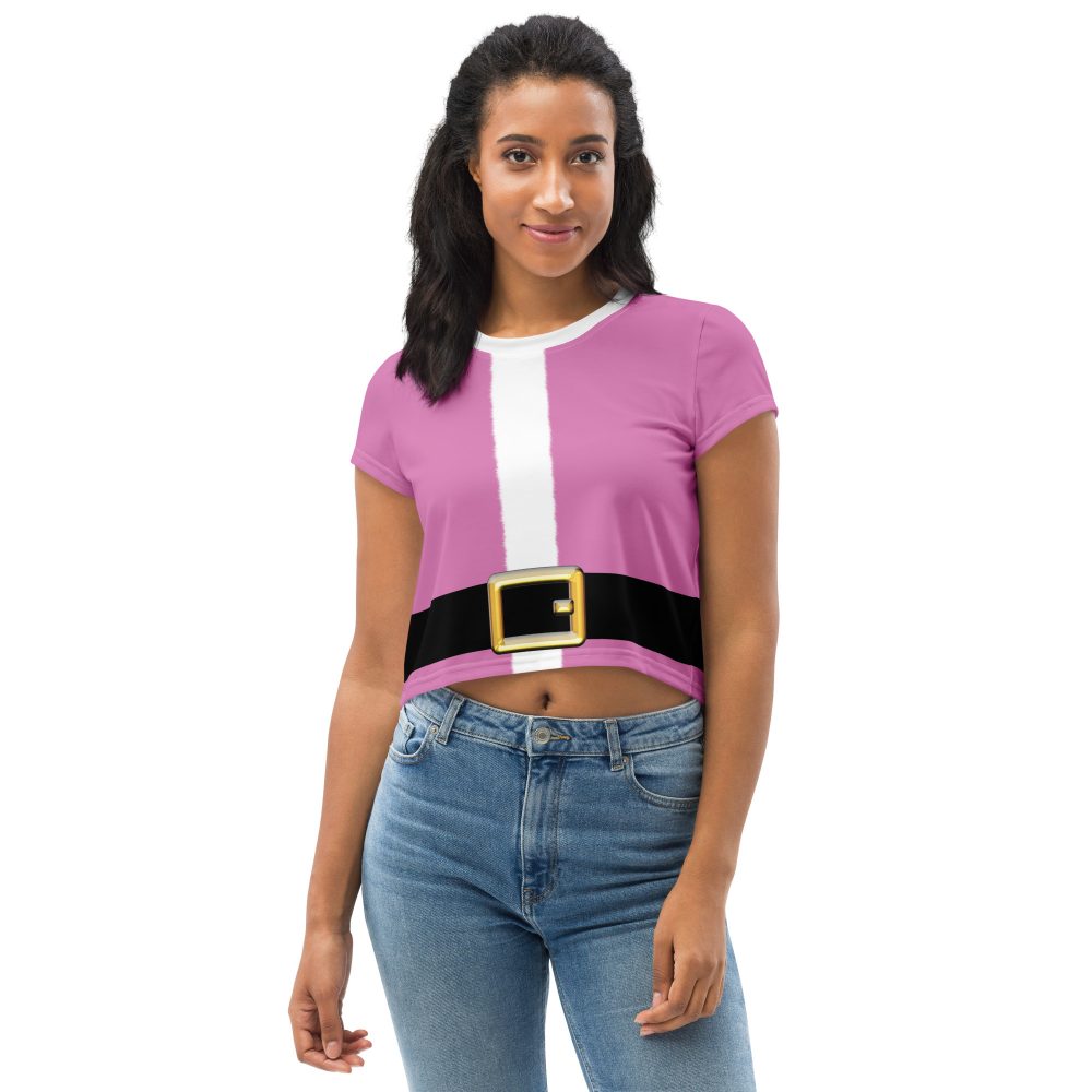 Pink Santa Christmas Costume Crop Tee