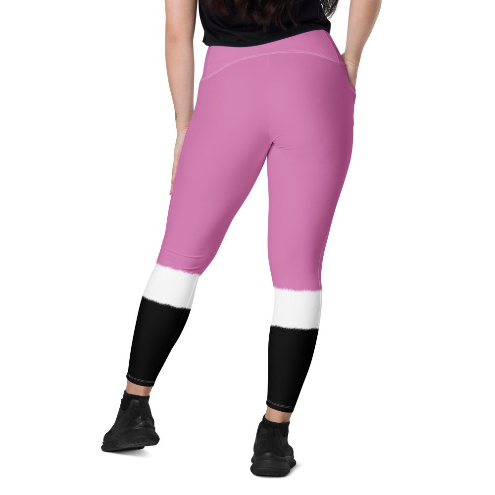 Pink Santa Christmas Costume Crossover leggings with pockets - Image 5