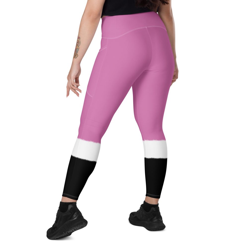 Pink Santa Christmas Costume Crossover leggings with pockets - Image 3